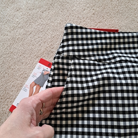 ❤S.C.& Co. Pull On Skort Black And White Gingham Print Stretch Skirt Women's NWT - Picture 5 of 12